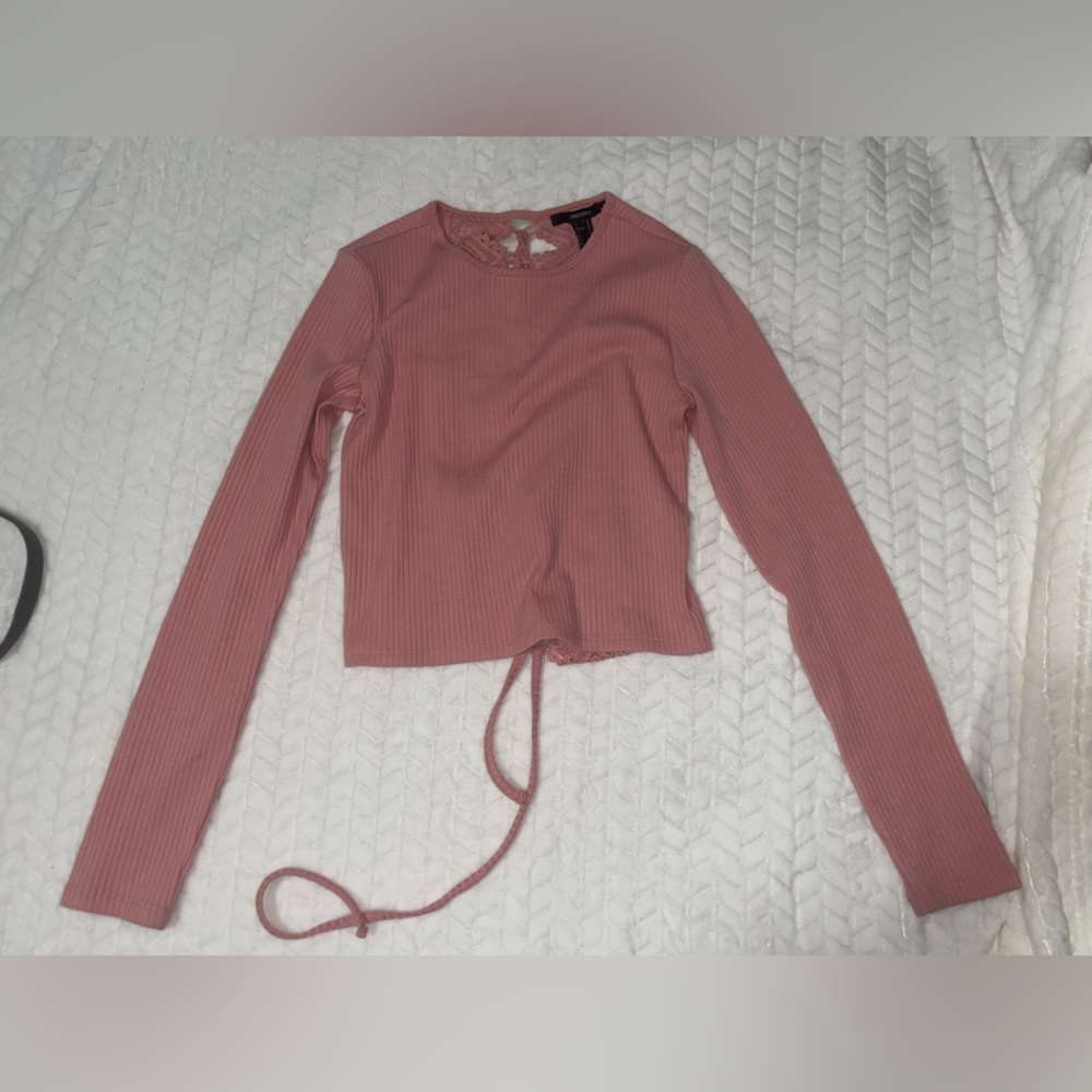 Forever 21 Lace-Up Mauve Top